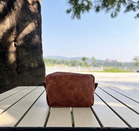 Trousse de toilette marron clair pour homme, trousse à cosmétiques pour femme avec fermeture éclair, cadeau fête des pères, lot de 25 pièces, entrepôt GA