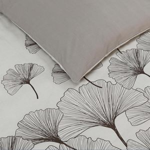 VISION - Ensemble de housse de <span class=keywords><strong>couette</strong></span> réversible à motifs floraux - Beige Ginko - <span class=keywords><strong>260x240</strong></span> cm avec 2 taies d'oreiller assorties 65x65 cm - 100% coton - Product Image 4