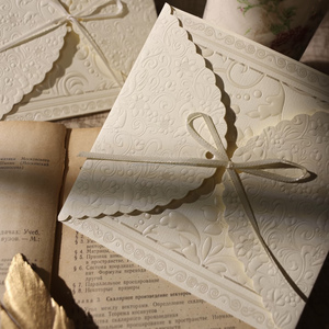 Vanilla <b>Printing</b> Custom 3D Embossed Cotton <b>Paper</b> Invitation Cards with Premium Raised Embossing and Custom Logo (Model 465) - Product Image 1