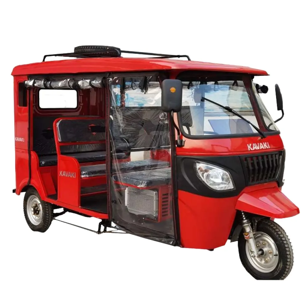 Kavaki 200cc Penumpang bermotor kabin Moto taksi bensin sepeda roda tiga untuk penumpang dewasa roda tiga dengan kursi