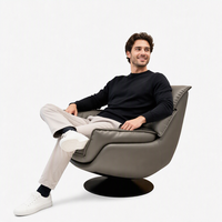 Fauteuil pivotant de salon moderne scandinave en cuir PU écologique, fauteuil de détente individuel de luxe pour salon, fauteuil d'appoint
