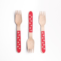 Fourchette jetable en bois de bouleau naturel, biodégradable, de luxe, personnalisable, écologique, vaisselle alimentaire sécurisée pour desserts, fruits et salades