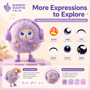 AI Purple Music <span class=keywords><strong>Monster</strong></span> Plush Toy Headphone Microphone Boots Touch Vibration 50+ Languages Voice Clone Long-Term Memory 2.4G - Product Image 3