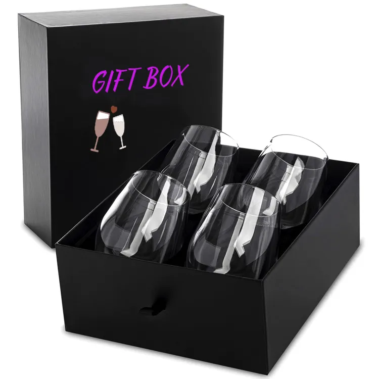 4pcs Bpa Free Plastic Wine Glass Gift Sets Luxury Wine Glass Set For Christmas Wedding Wine Gift Set