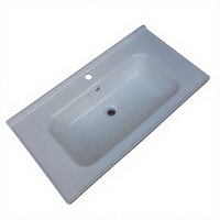 Lavabo rectangulaire en céramique moderne, série 60/70/80/90 cm, installation en vasque, grand lavabo avec un design moderne et simple