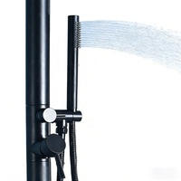 Colonne de douche extérieure autoportante en acier inoxydable brossé noir mat pour villas, piscines et bains de plage