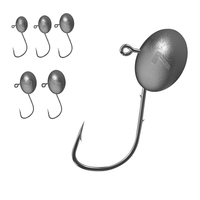 4X Hameçons Jig Head en Acier Carbone à Double Ardillon, Style Mustad, Têtes Larges, Hameçons Plombés pour la Pêche à la Truite, à la Perche, en Ruisseau et en Eau Salée