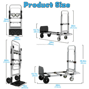 Carretilla Plegable <span class=keywords><strong>de</strong></span> Alta Resistencia, Carretilla <span class=keywords><strong>de</strong></span> Mano <span class=keywords><strong>de</strong></span> Aluminio, Plataforma con Ruedas, Capacidad <span class=keywords><strong>de</strong></span> 800 LBS, 4 Ruedas, Plateada, para Uso Industrial - Product Image 5