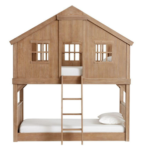 Lit superposé pour enfants en forme de maison dans les arbres avec barrière de sécurité, lit château multifonctionnel, mobilier enfant - Product Image 1