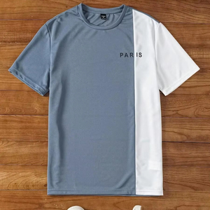 Camisetas de dos tonos con estampado de letras para hombre, fábrica de ropa de verano, personalización disponible. F10 - Product Image 1