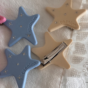 Fermaglio per capelli a stella incisa con strass a tinta unita, elegante, da 5 cm, con diamanti scintillanti, per ragazze - Product Image 2