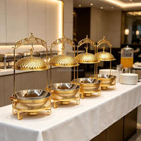 Chauffe-Plat Commercial de Luxe Suspendu Plaqué Or 8L – Ensemble Buffet pour Réceptions de Mariage et Événements de Noël