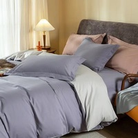 Linge de lit de luxe respirant 300TC literie en coton égyptien ensemble de housse de couette doux soyeux satin armure coton ensemble de draps