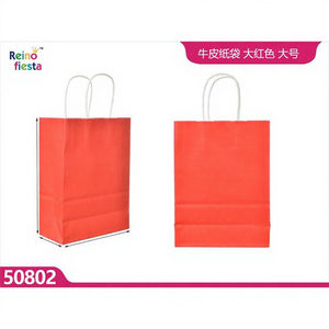 Bolsa Grande de Papel Kraft Rojo Marrón con Asas, Materiales Reciclados, Uso Industrial y para Regalos - Product Image 1