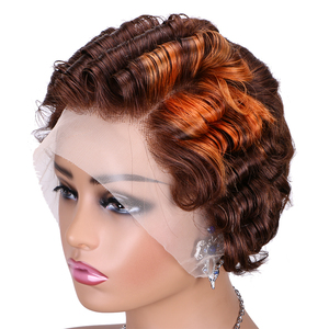 Pre-Vẽ Thời Trang Vô Hình Thụy Sĩ Ren Giá Rẻ Elf Tóc Giả Ngắn, 100 Mảnh, Phụ Nữ Của Tóc Ren, Màu Đen, Nữ Phía Trước Tóc Giả - Product Image 1