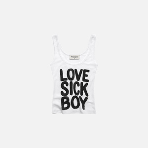 LOVE SICK BOY Camiseta sin mangas de primera calidad con ajuste ceñido al cuerpo, 100% tejido de punto, estilo urbano en blanco y negro - Product Image 2