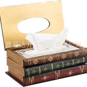 Caja de pañuelos con forma de libro retro, organizador de almacenamiento de escritorio para uso decorativo en el hogar y la oficina - Product Image 3
