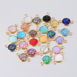 סיטונאי 10mm זהב מצופה נירוסטה צבעוני שרף Druzy עגול מחברים תליון לdiy תכשיטי ביצוע - Product Image 4