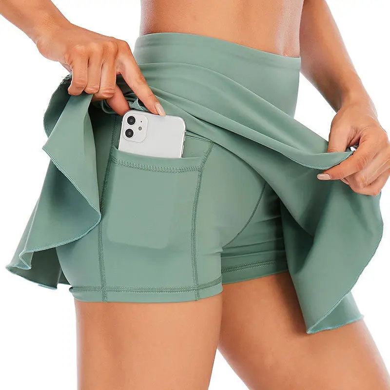 लोकप्रिय स्कर्ट पैंट खेल पहनो त्वरित सूखी थोक कसरत गोल्फ स्कर्ट महिलाओं के लिए जेब के साथ उच्च इंतजार टेनिस स्कर्ट Pleated