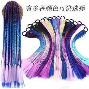 Hot Girl <span class=keywords><strong>Afro</strong></span> Long Dreadlocks Peluca resistente al calor de tres hebras <span class=keywords><strong>Trenzas</strong></span> coloridas Opciones de un solo color Coletas de alta temperatura - Product Image 2
