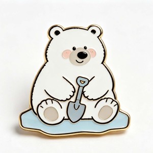 <b>Cute</b> Polar <b>Bear</b> Sleeping On Moon Metal Pin Gold Plated Hard Enamel Animal Theme Collectible Lapel Pin - Product Image 4