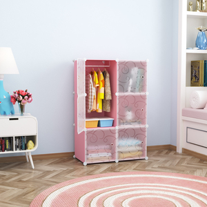 Lemari Pakaian DIY Murah Diskon Bahan PP Motif Kayu Panel Kubus Dengan 6 Pintu - Product Image 6