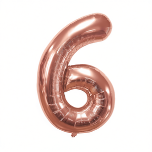 Globo Metálico con Número 6 en Color Oro Rosa de 80 cm para Fiestas Infantiles - Product Image 2