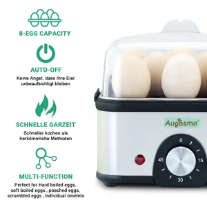 Cuiseur d'oeufs en acier inoxydable KL-911C Cuiseur d'oeufs pour 8 oeufs avec réglage de l'heure pour réglage de la dureté accessoires de cuisine