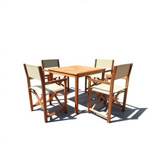 Juego de Muebles de Comedor de Madera Maciza Contemporáneos para Exteriores, 4 Sillas, Ecológicos, Duraderos, Comerciales, para Hogar, Cafetería, Hotel - Product Image 1