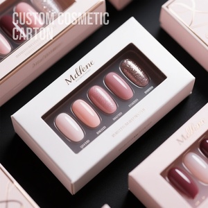Cajas de cartón verdes reciclables, rígidas, tipo cajón, para logística de tiendas en línea, embalaje de uñas postizas. - Product Image 3