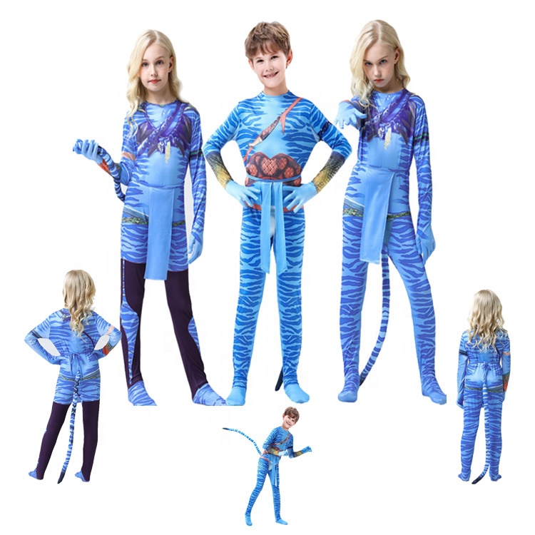 Trang Phục Hóa Trang Phim Avatar 2 Áo Liền Quần Dự Tiệc Zentai Vải Polyester Jake Sully Neytiri Trang Phục Halloween Đuôi Cho Nam Nữ Bé Gái