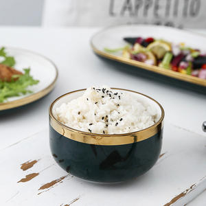 Juego de vajilla de porcelana blanca de lujo, plato de cerámica de alta calidad con borde dorado - Product Image 5