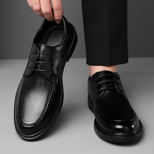 Chaussures habillées pour hommes en cuir véritable, style Oxford, à bout rond, à lacets, respirantes, pour le bureau et la carrière, semelle extérieure en caoutchouc, collection automne - Product Image 3