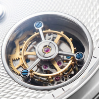 Montre mécanique automatique tourbillon avec logo personnalisé, 41 mm, acier inoxydable 316L, saphir, 5 ATM, heure sauteuse, semi-OEM, montre-bracelet pour homme