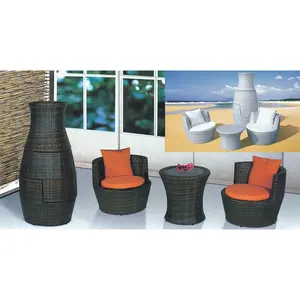 Không gian lưu đồ nội thất ngoài trời bắt chước mây bảng và ghế 3 miếng wicker vườn Patio Set