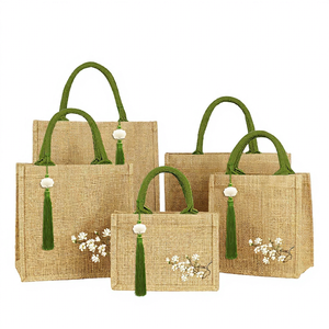 Bolso de mano de yute para mujer, reutilizable, ecológico, de yute natural, bolso grande tejido, bolso de compras sostenible, informal, para uso diario - Product Image 1