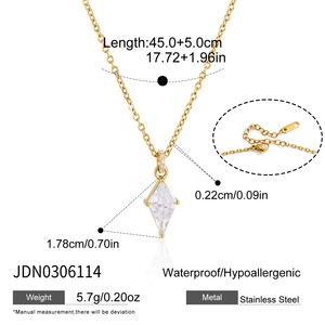 Collier avec pendentif en zircon pour femmes, plaqué or PVD, étanche, hypoallergénique, élégant, tendance, cristal brillant, cadeau de bijoux - Product Image 3