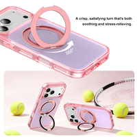 Coque de téléphone portable antichoc magnétique en alliage d'aluminium avec support rotatif à 360 degrés, en acrylique transparent + TPU 2,5 mm pour iPhone 18 17 16