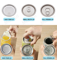 Boîte de conserve ronde en aluminium pour boissons gazeuses, 202, avec couvercle en plastique complet, ouverture facile pour les canettes de boissons