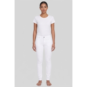 Jean en denim vert menthe taille haute coupe skinny pour femme, longueur intégrale, couleur unie, mignon, décontracté, été, respirant, tissu en coton léger - Product Image 3