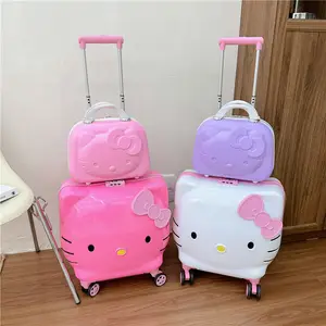 HL kartun 20 inci Cinnamonroll Kitty Set bagasi perjalanan koper bergulir tahan air Kuromi Melody kapasitas besar koper anak-anak