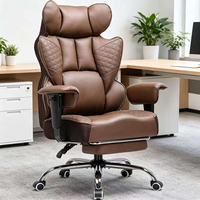 COMHOMA Chaise de bureau moderne de direction en similicuir avec structure en bois, support lombaire réglable et ressorts ensachés, pour chambre à coucher