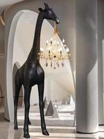 Lampadaire Girafe Style Nordique, Lustre LED en Cristal, Grande Sculpture en Fibre de Verre Haute Luminosité pour Hall d'Hôtel, Villa, Salon