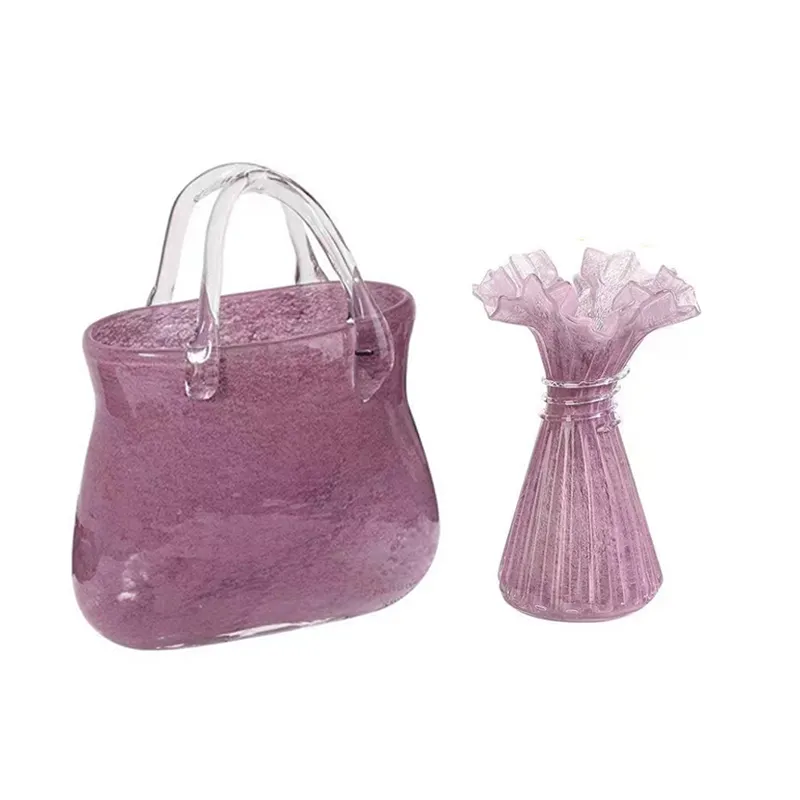 Nordic Style Glasvase Home Decoration Kreative Lila Einkaufs korb Handtasche und Rock Style Esstisch Hydro ponic Vase