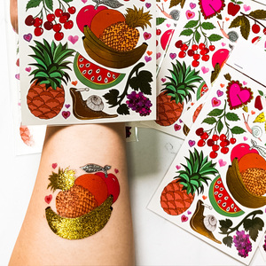 Pegatina de tatuaje de oro rosa personalizada a la moda, tatuaje metálico, lámina de joyería, tatuaje temporal para decoración corporal - Product Image 3