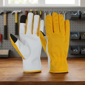 Gants de travail en cuir robustes, pointes des doigts antidérapantes, poignet élastique, usage général, sécurité, épaisseur 11 oz, niveau d'impact 2 - Product Image 4