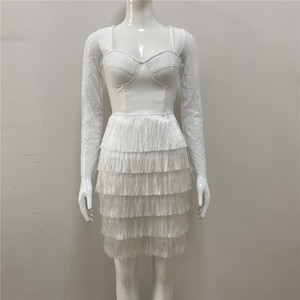 <span class=keywords><strong>2022</strong></span> personnalisé automne Offre Spéciale mode Vintage élégant <span class=keywords><strong>frange</strong></span> robe crayon Sexy dentelle à manches longues mince vacances robes pour les femmes - Product Image 5