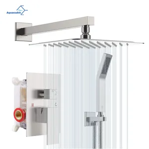 Bathroom Mixer Faucet AQUACUBIC Wall Mounted Shower Faucets Brass Bathroom Concealed Shower Faucet Mixer Set With Rain Shower Head