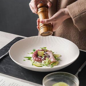 Plato Hondo de Cerámica Ecológica con Acabado Brillante en Relieve, Blanco, Texturizado, para Sopa, Tacos Mexicanos, <span class=keywords><strong>Restaurante</strong></span> Árabe - Product Image 2