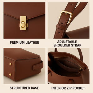 Женская сумка ручной работы из натуральной кожи с металлической застежкой-трансформером, минималистичный дизайн, с возможностью нанесения логотипа производителя (OEM/ODM), под собственной торговой маркой - Product Image 2